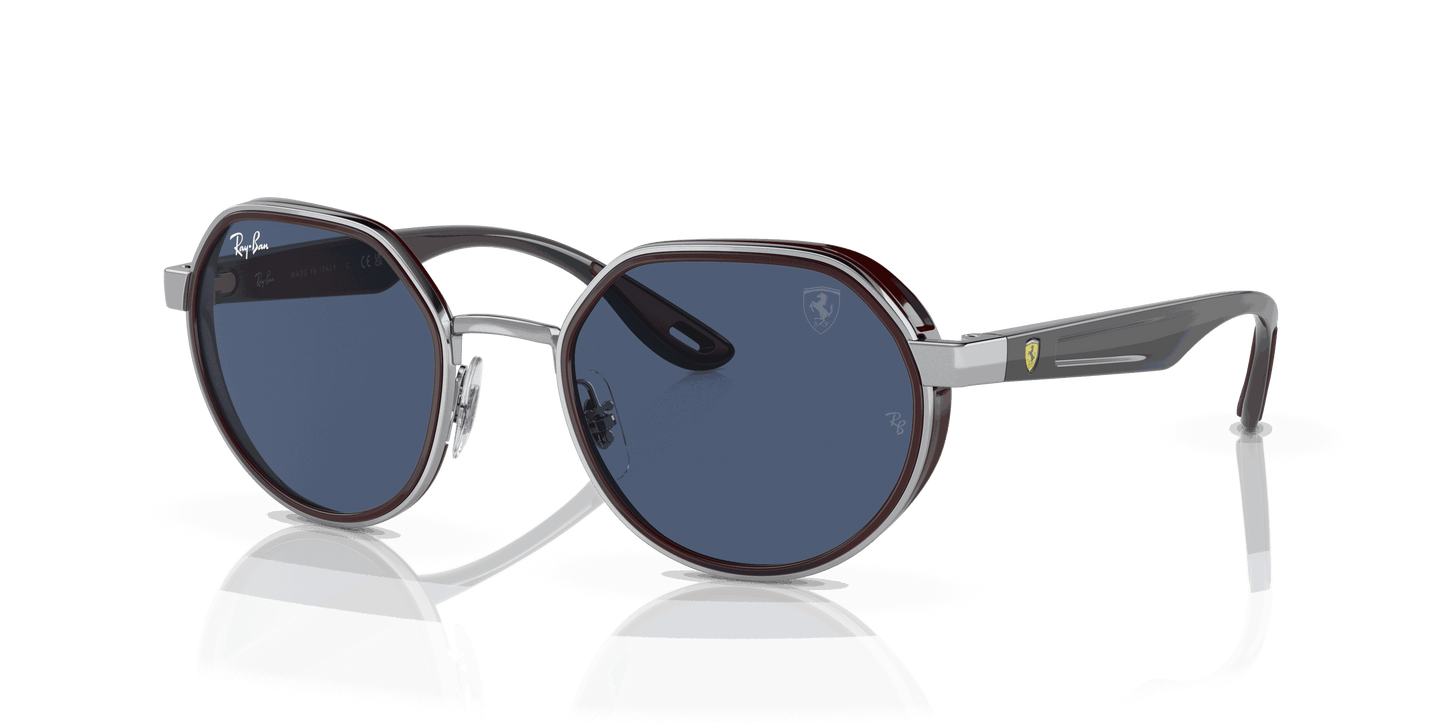[Dark Blue Lenses, Polished Silver Frame]