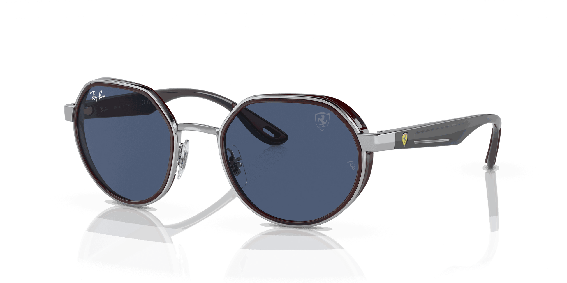 [Dark Blue Lenses, Polished Silver Frame]
