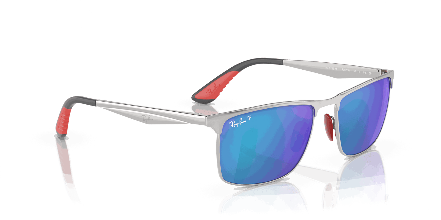 [Blue Lenses, Polished Silver Frame]