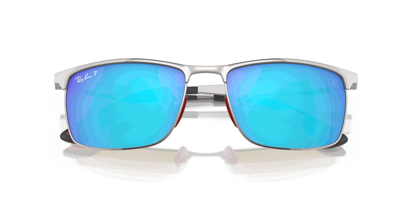 [Blue Lenses, Polished Silver Frame]