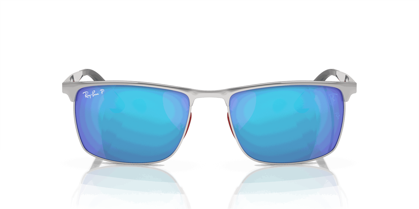 [Blue Lenses, Polished Silver Frame]