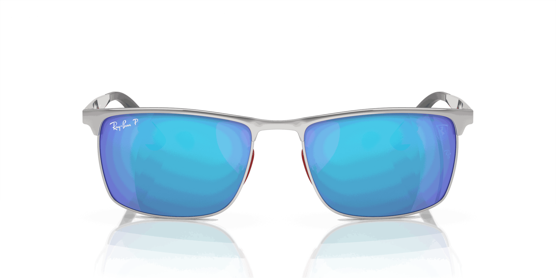 [Blue Lenses, Polished Silver Frame]