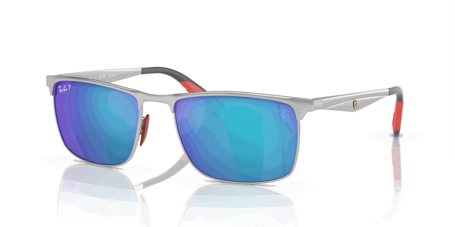 [Blue Lenses, Polished Silver Frame]