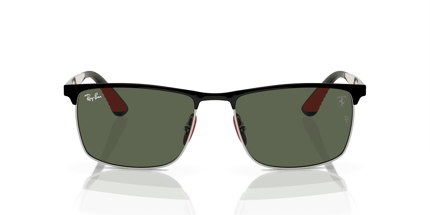 [Dark Green Lenses, Polished Black On Silver Frame]