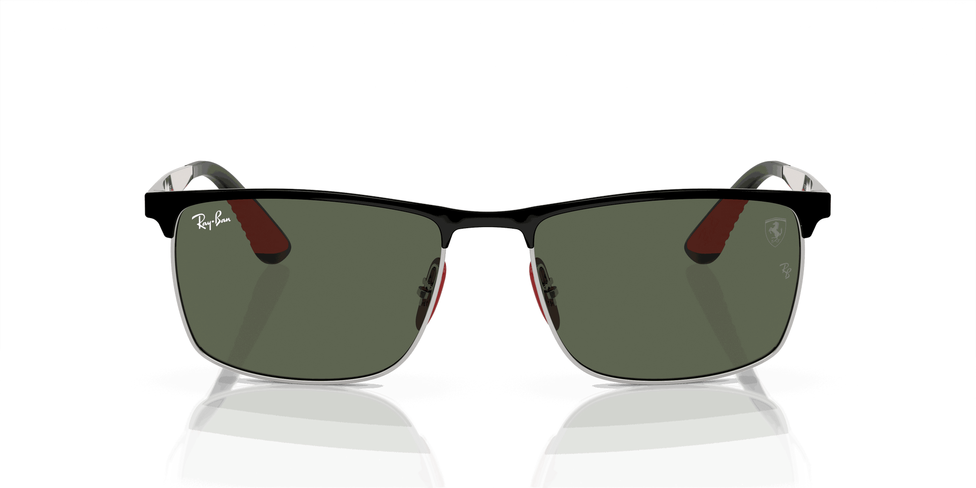 [Dark Green Lenses, Polished Black On Silver Frame]
