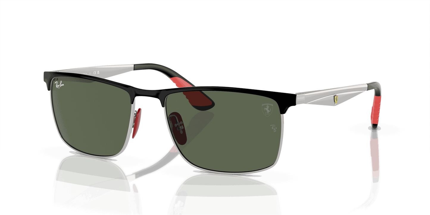 [Dark Green Lenses, Polished Black On Silver Frame]