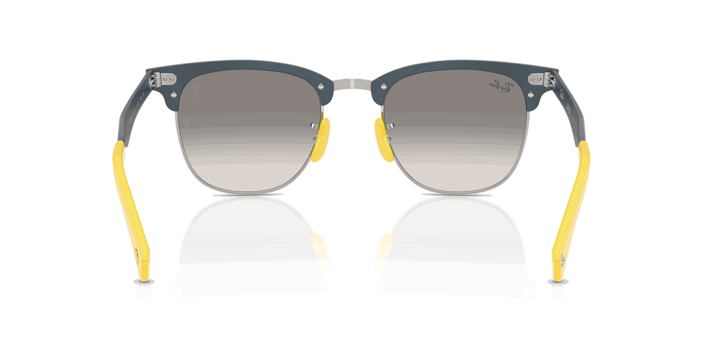 [Clear Gradient Grey Lenses, Matte Brushed Blue On Silver Frame]