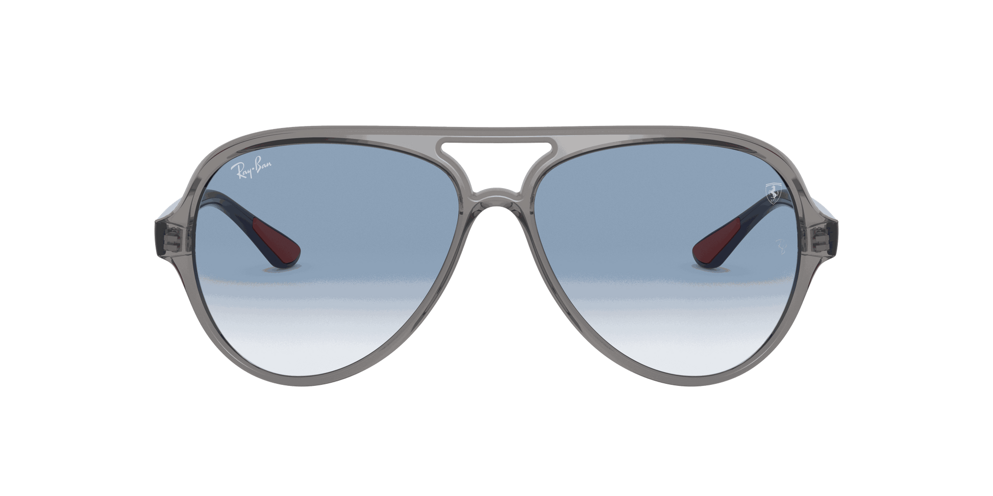 [Light Blue Gradient Lenses, Polished Transparent Grey Frame]