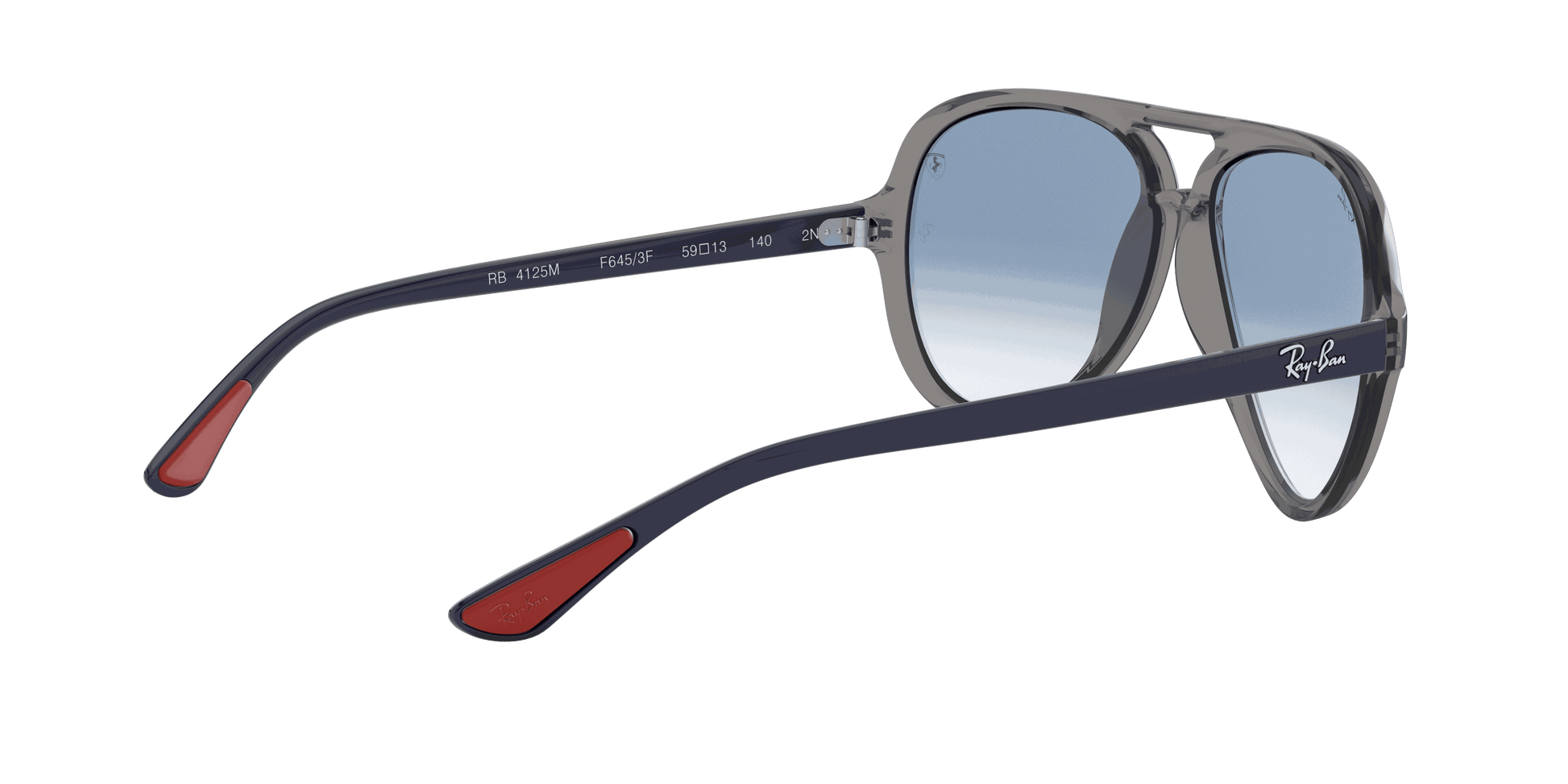 [Light Blue Gradient Lenses, Polished Transparent Grey Frame]