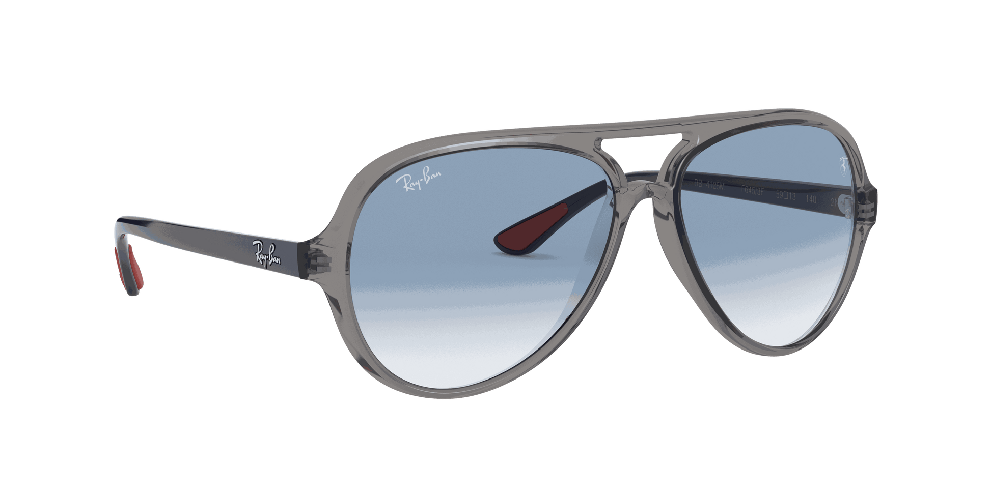 [Light Blue Gradient Lenses, Polished Transparent Grey Frame]