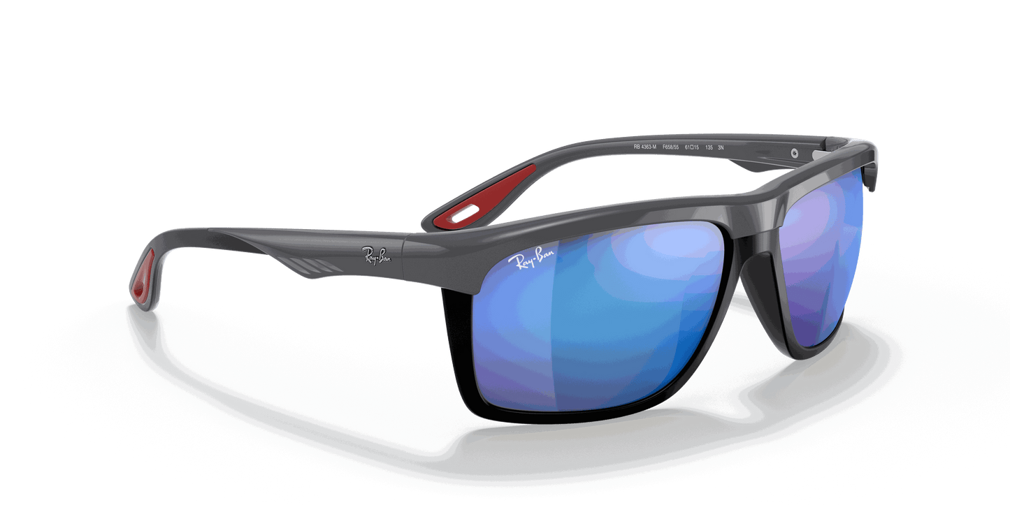 [Blue Mirror Lenses, Polished Grey Frame]