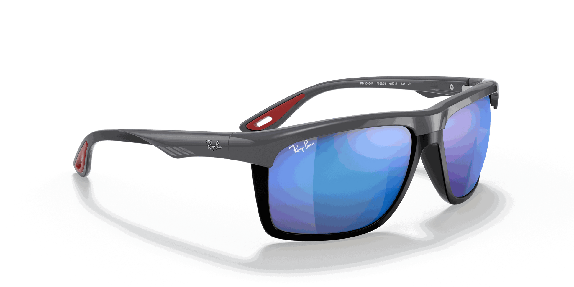 [Blue Mirror Lenses, Polished Grey Frame]