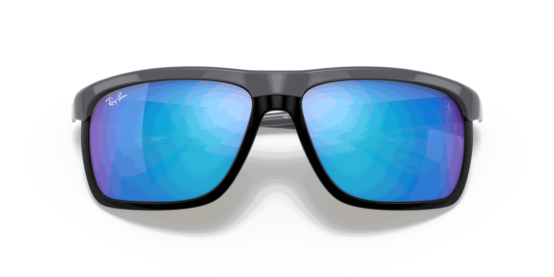 [Blue Mirror Lenses, Polished Grey Frame]