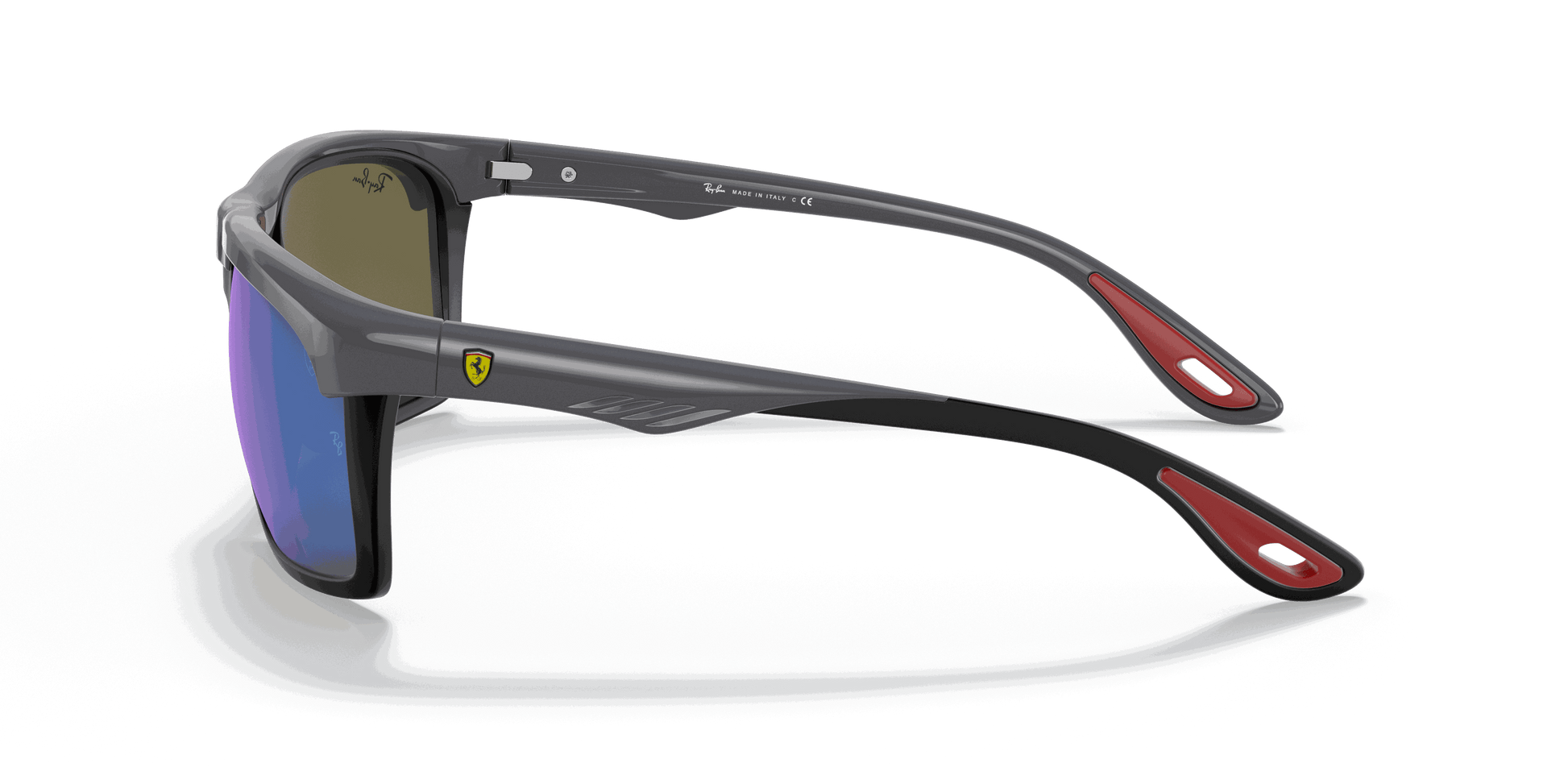 [Blue Mirror Lenses, Polished Grey Frame]