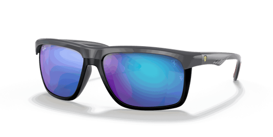[Blue Mirror Lenses, Polished Grey Frame]