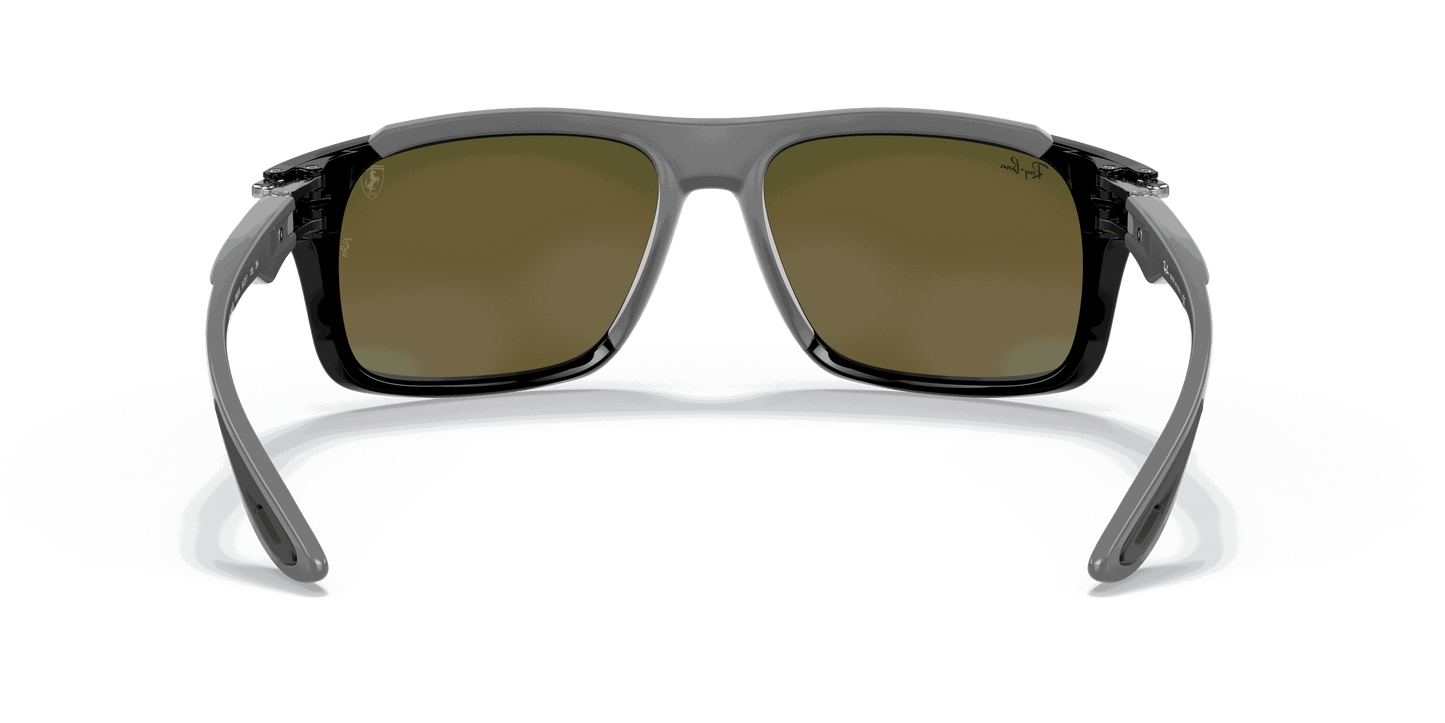 [Blue Mirror Lenses, Polished Black Frame]