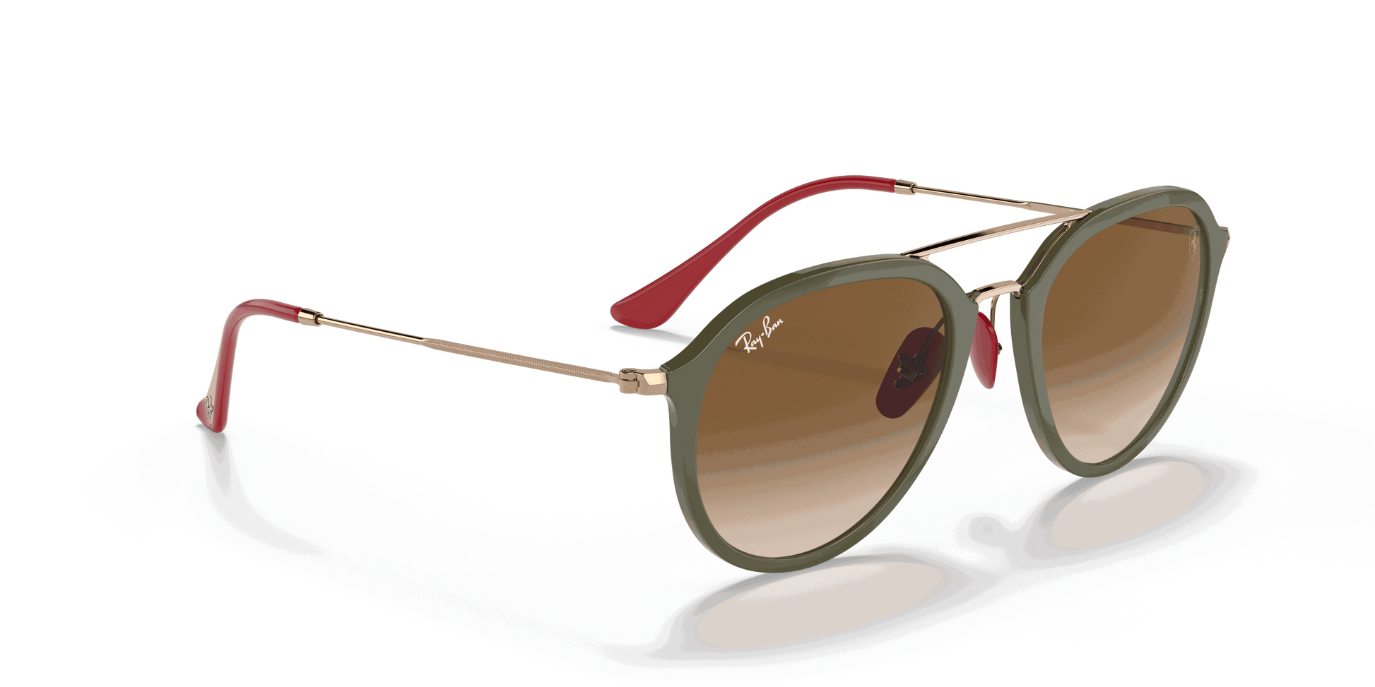 [Light Brown Gradient Lenses, Polished Green Frame]
