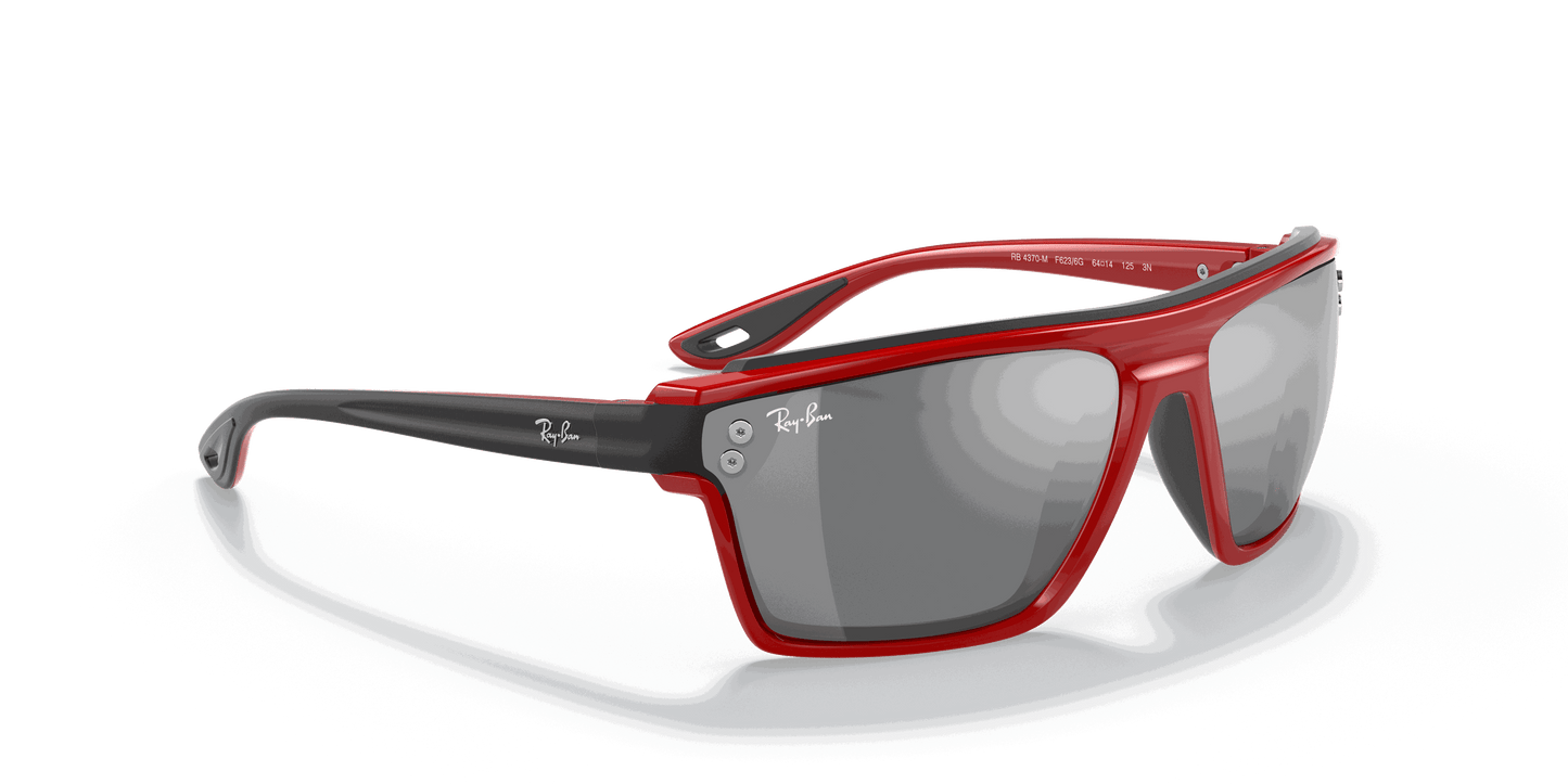 [Grey Mirror Silver Lenses, Polished Red Frame]