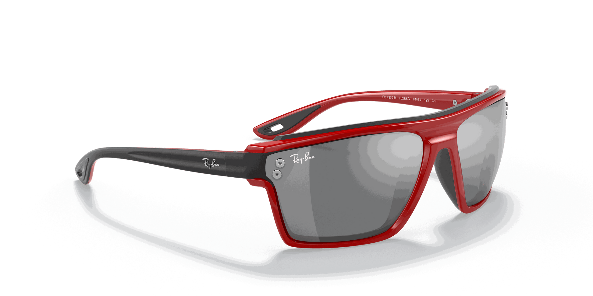 [Grey Mirror Silver Lenses, Polished Red Frame]