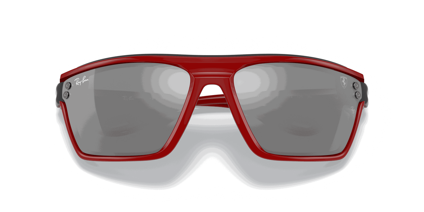 [Grey Mirror Silver Lenses, Polished Red Frame]
