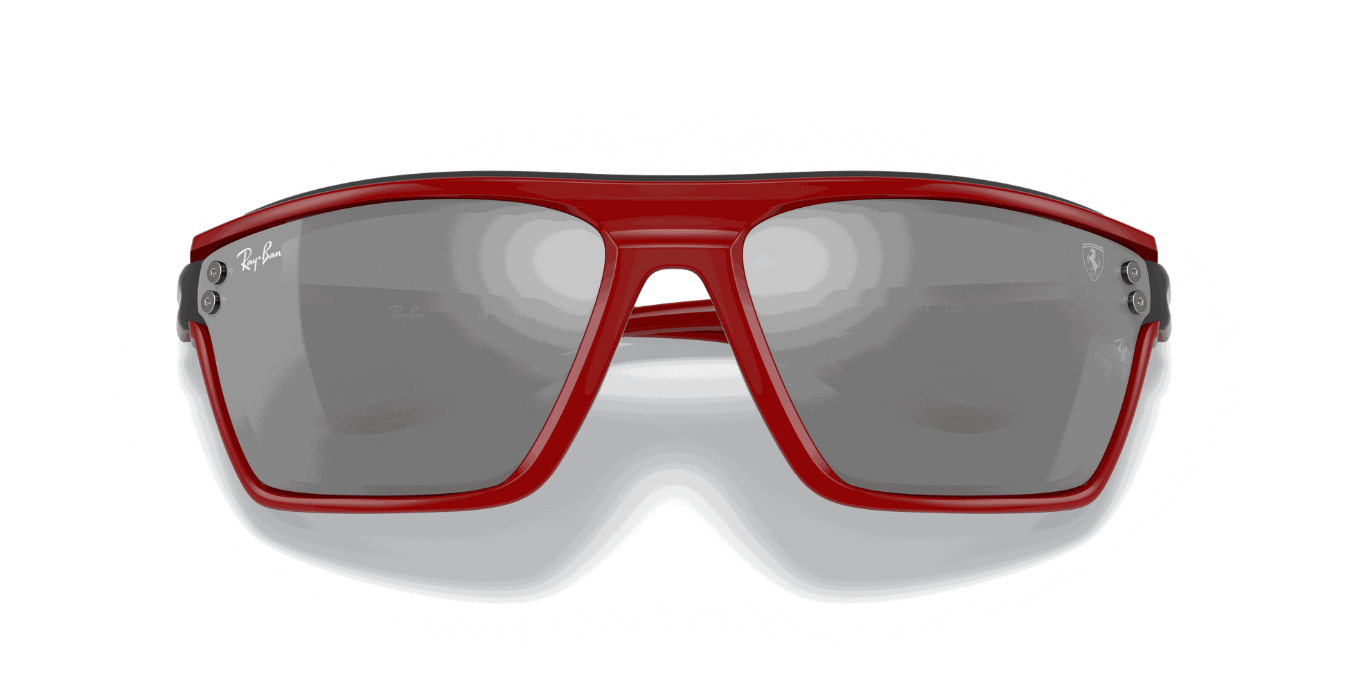 [Grey Mirror Silver Lenses, Polished Red Frame]