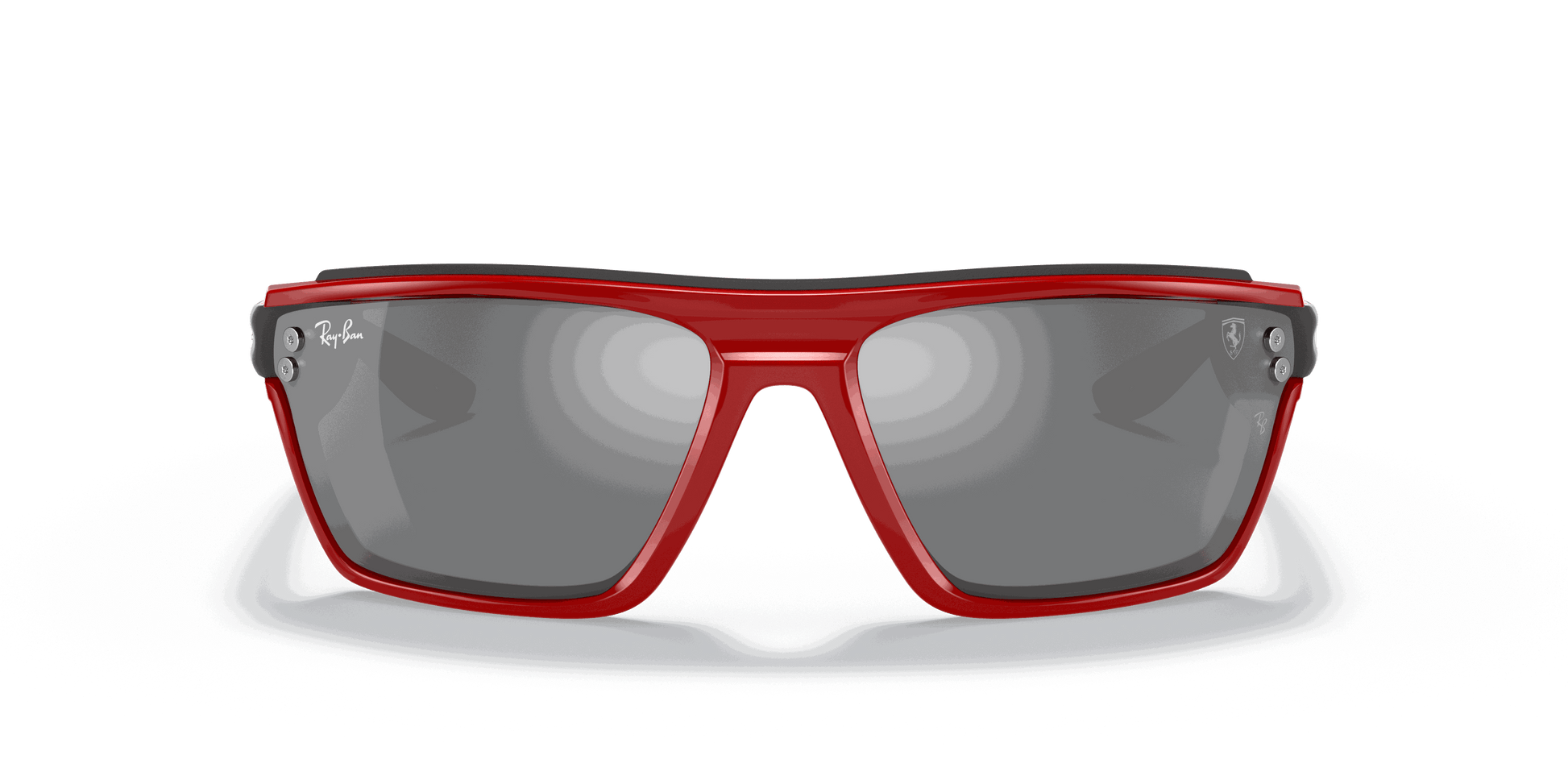 [Grey Mirror Silver Lenses, Polished Red Frame]