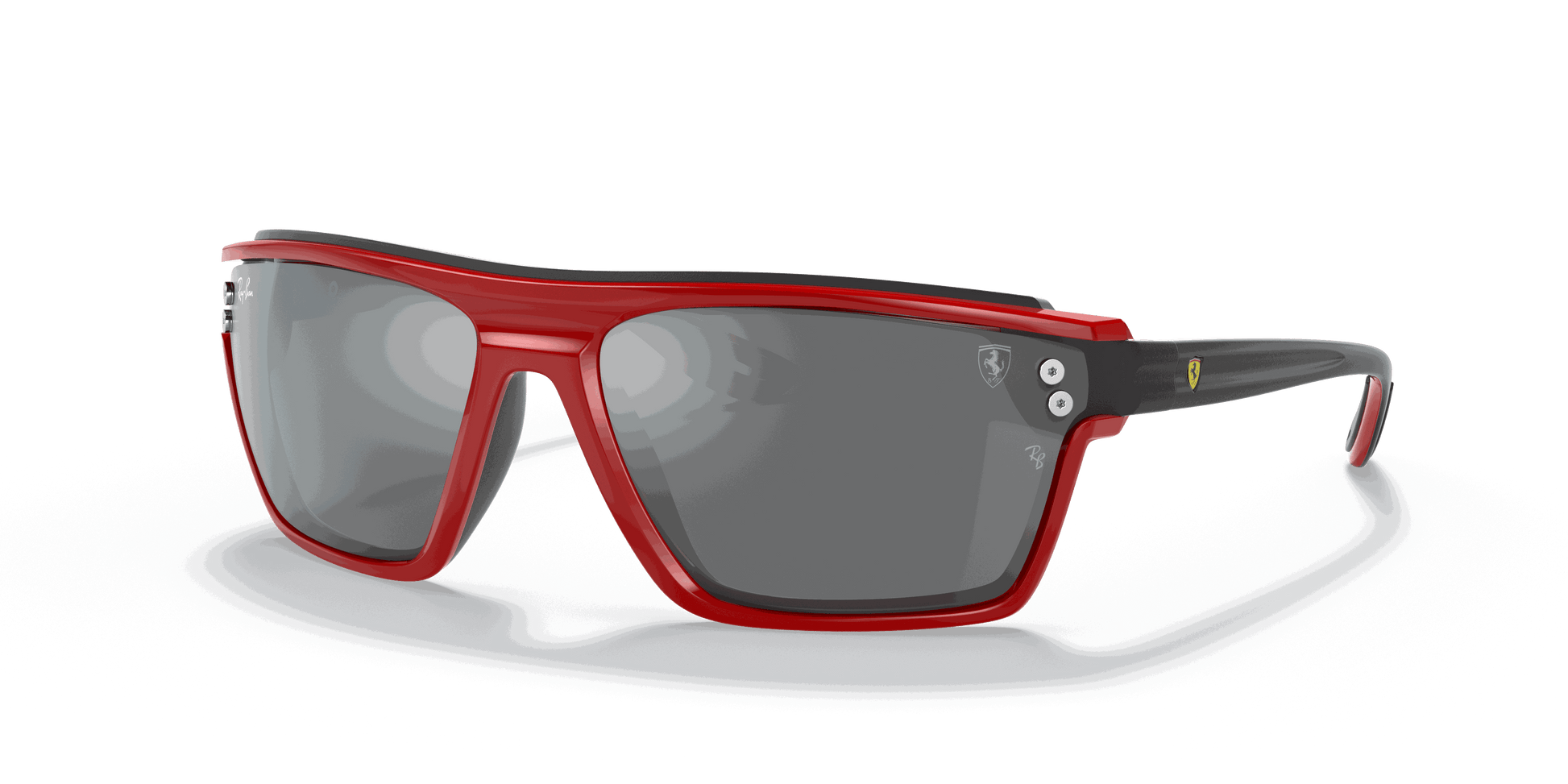 [Grey Mirror Silver Lenses, Polished Red Frame]