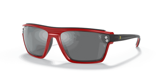 [Grey Mirror Silver Lenses, Polished Red Frame]
