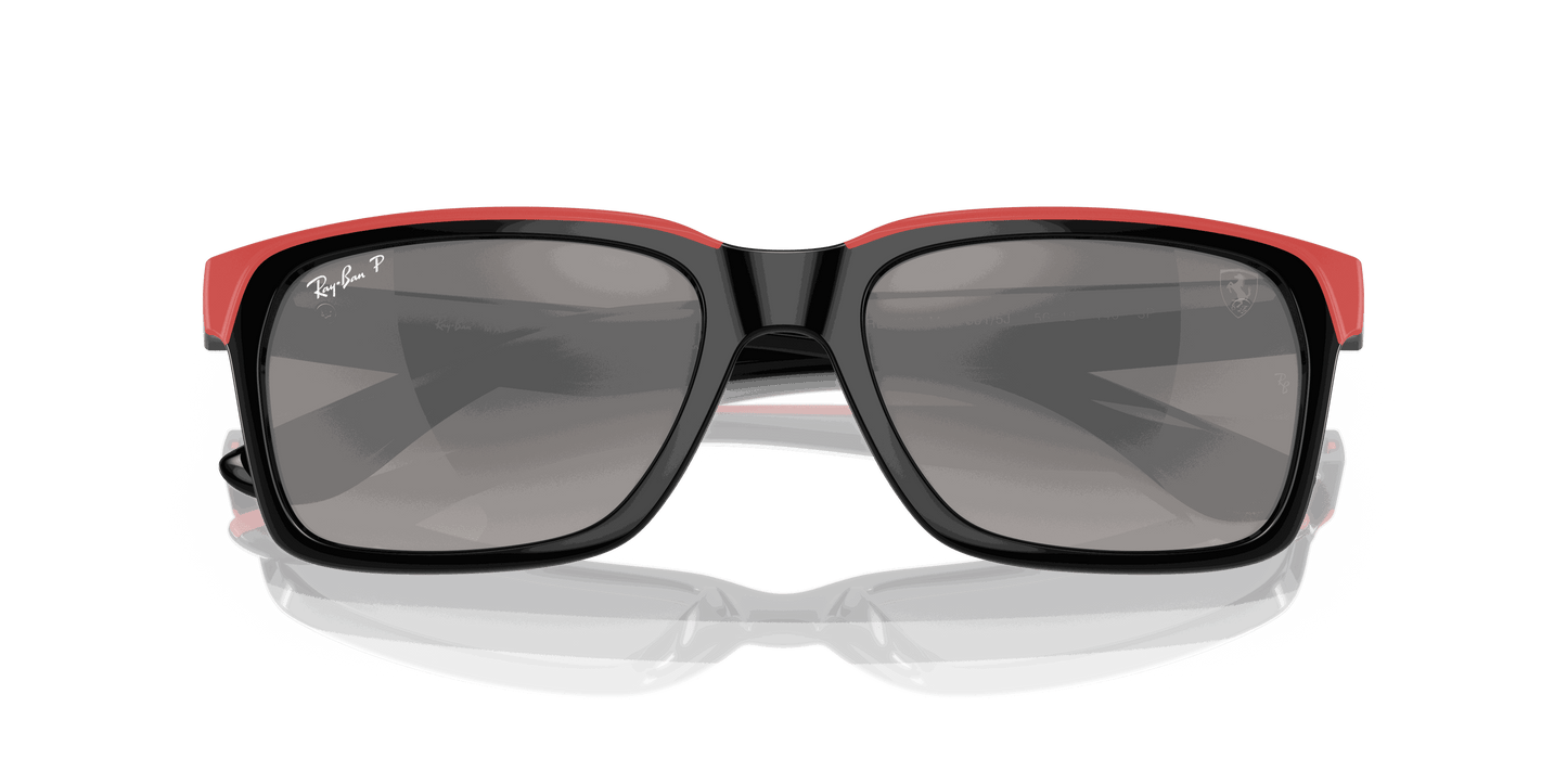 [Grey Lenses, Polished Black On Red Frame]