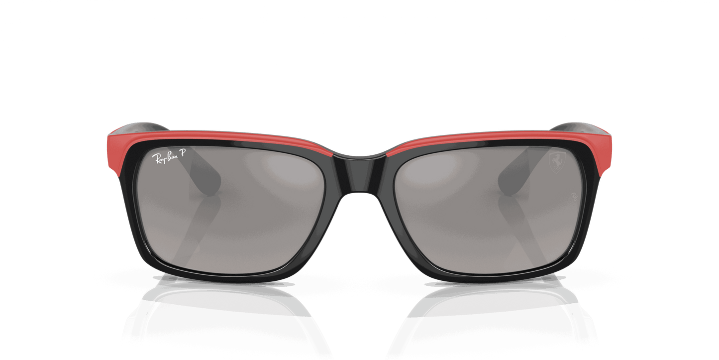[Grey Lenses, Polished Black On Red Frame]