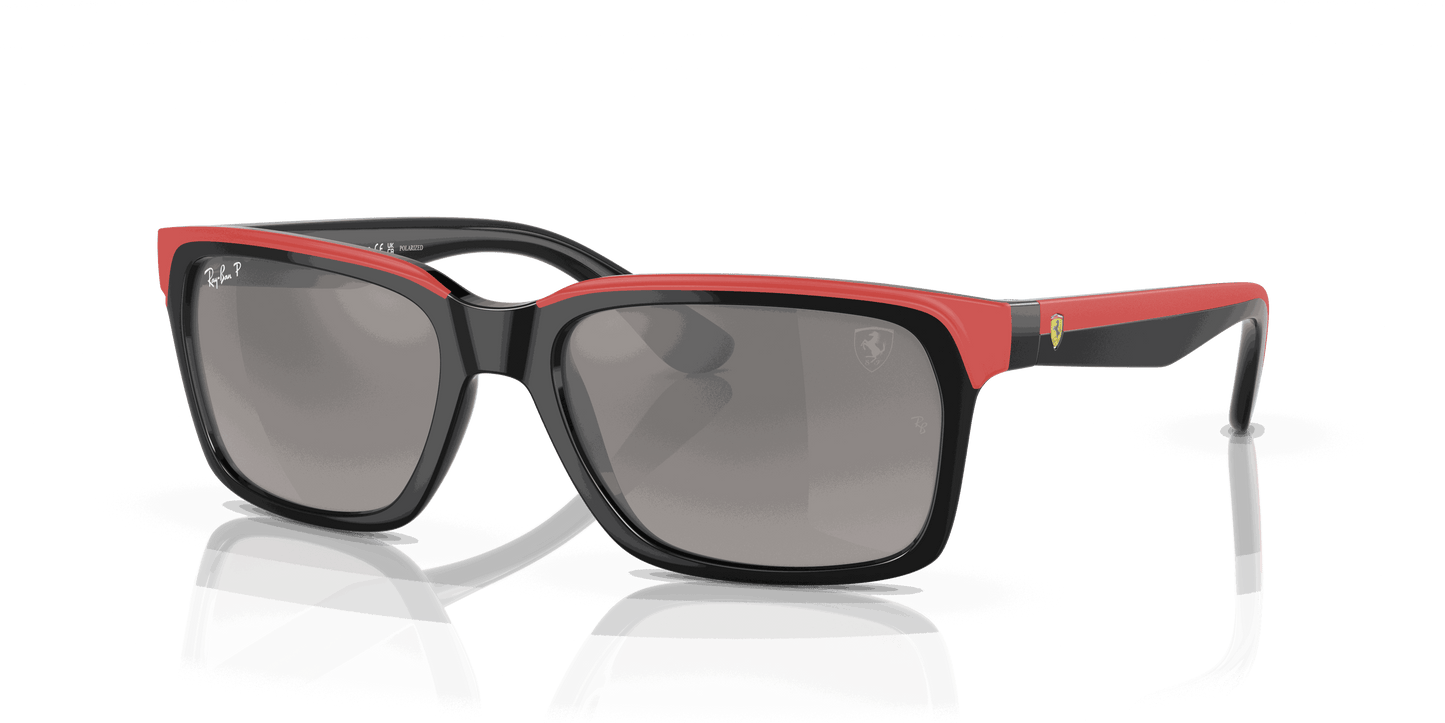 [Grey Lenses, Polished Black On Red Frame]