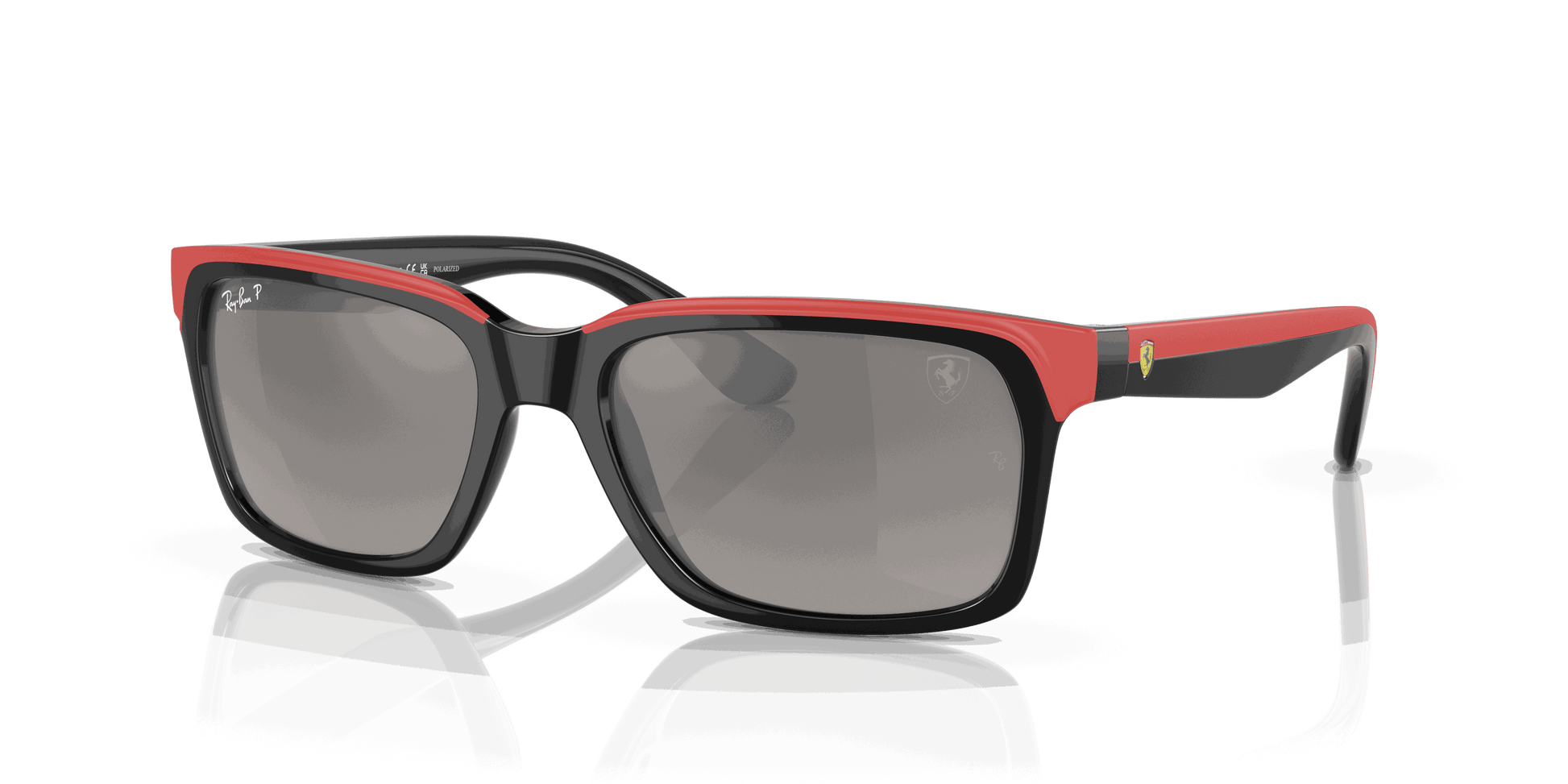 [Grey Lenses, Polished Black On Red Frame]