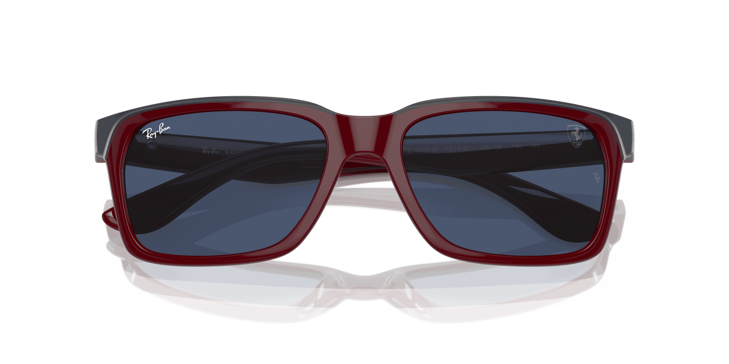 [Blue Lenses, Polished Dark Red On Grey Frame]