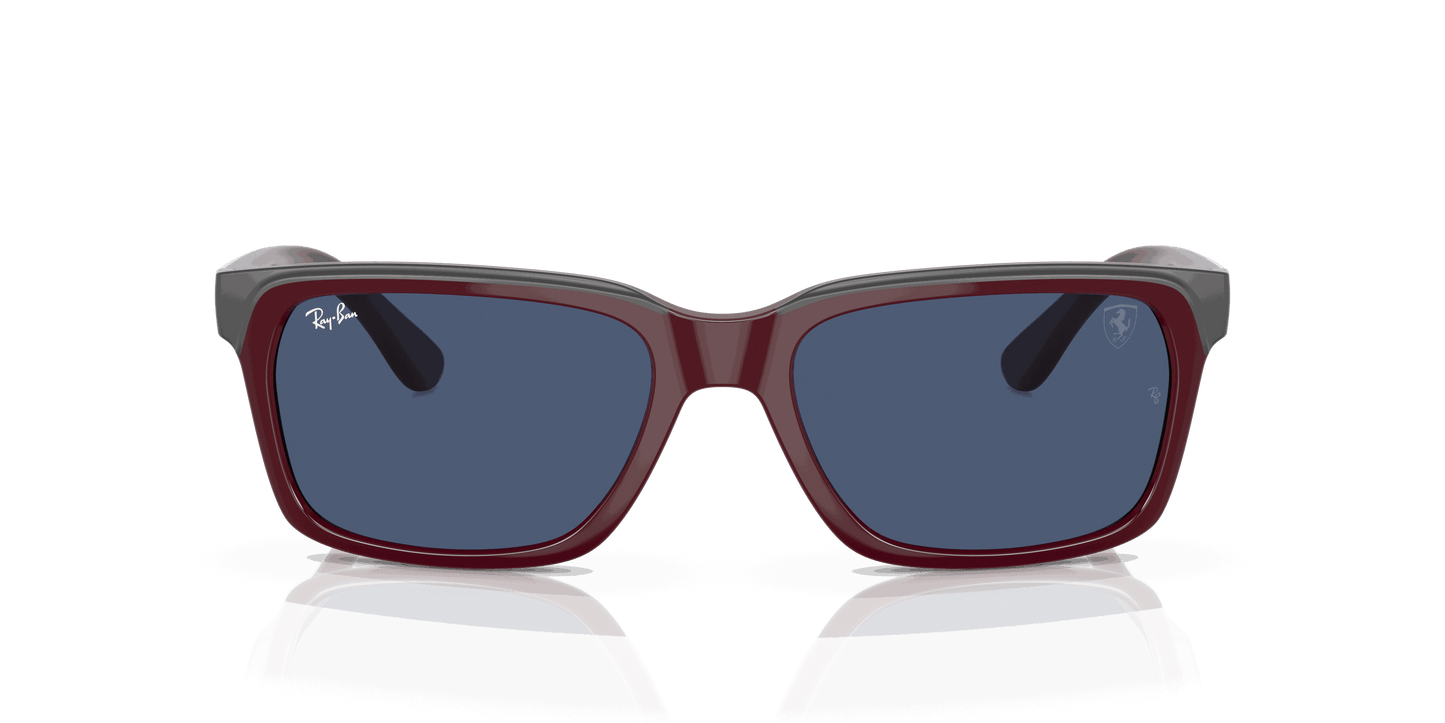 [Blue Lenses, Polished Dark Red On Grey Frame]