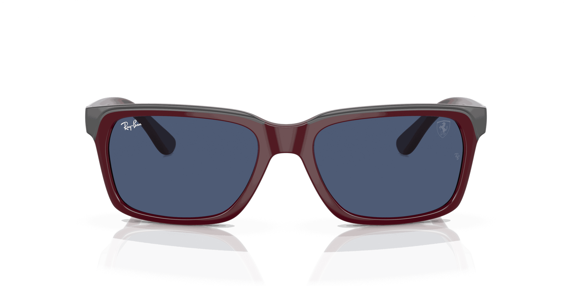 [Blue Lenses, Polished Dark Red On Grey Frame]
