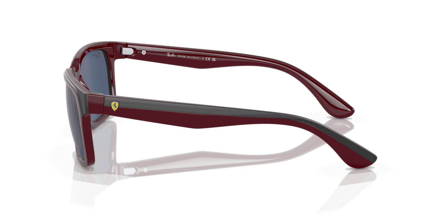 [Blue Lenses, Polished Dark Red On Grey Frame]