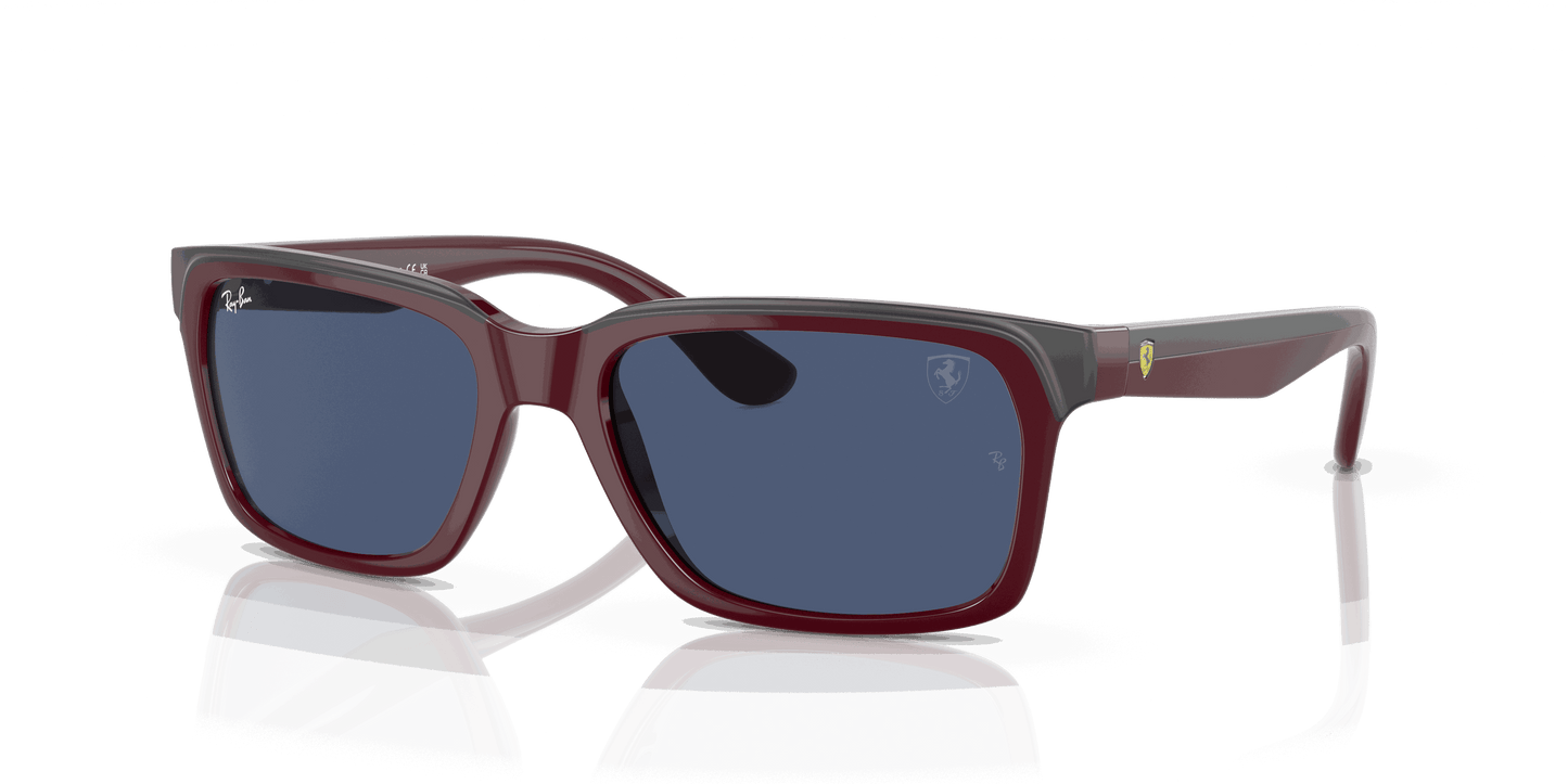 [Blue Lenses, Polished Dark Red On Grey Frame]