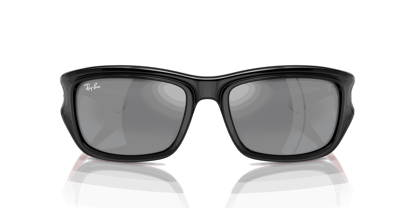 [Silver Lenses, Polished Black On Red Frame]