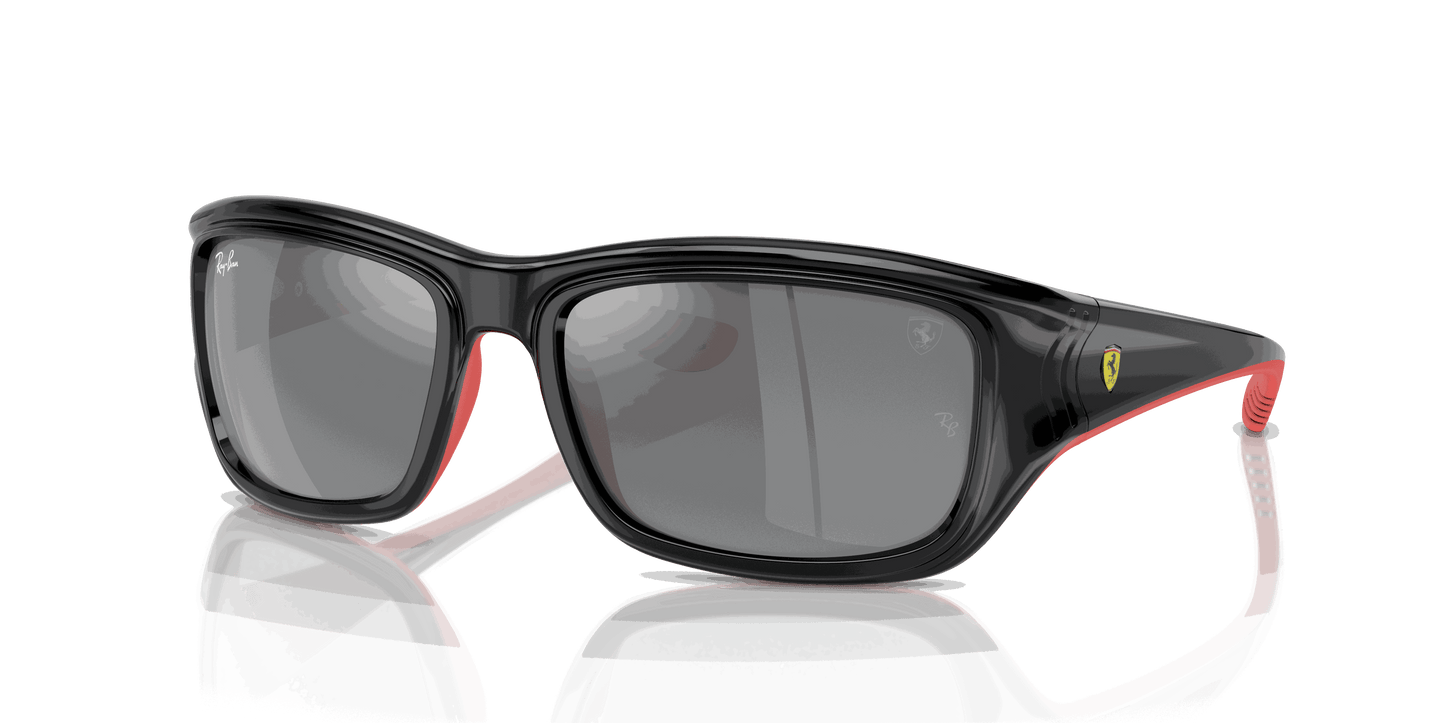 [Silver Lenses, Polished Black On Red Frame]