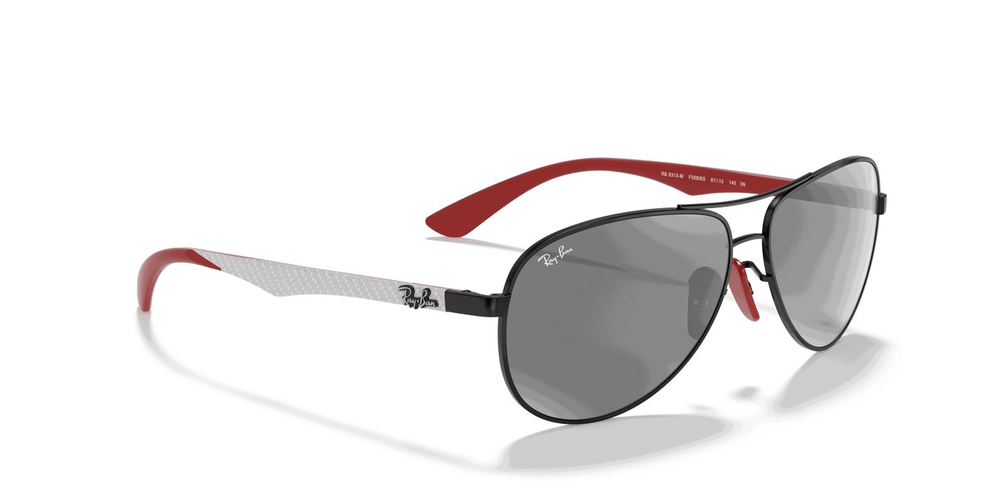 [Grey Mirror Silver Lenses, Polished Black Frame]