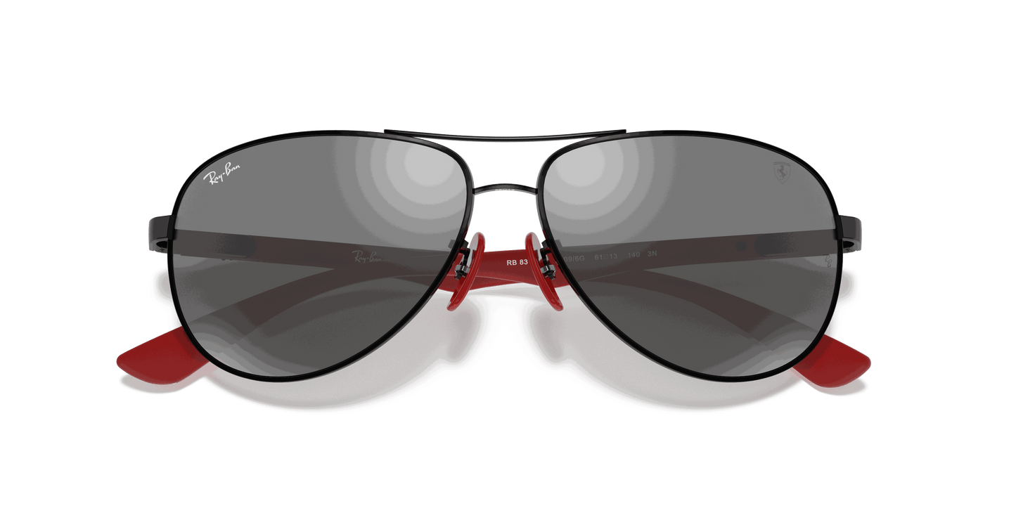 [Grey Mirror Silver Lenses, Polished Black Frame]