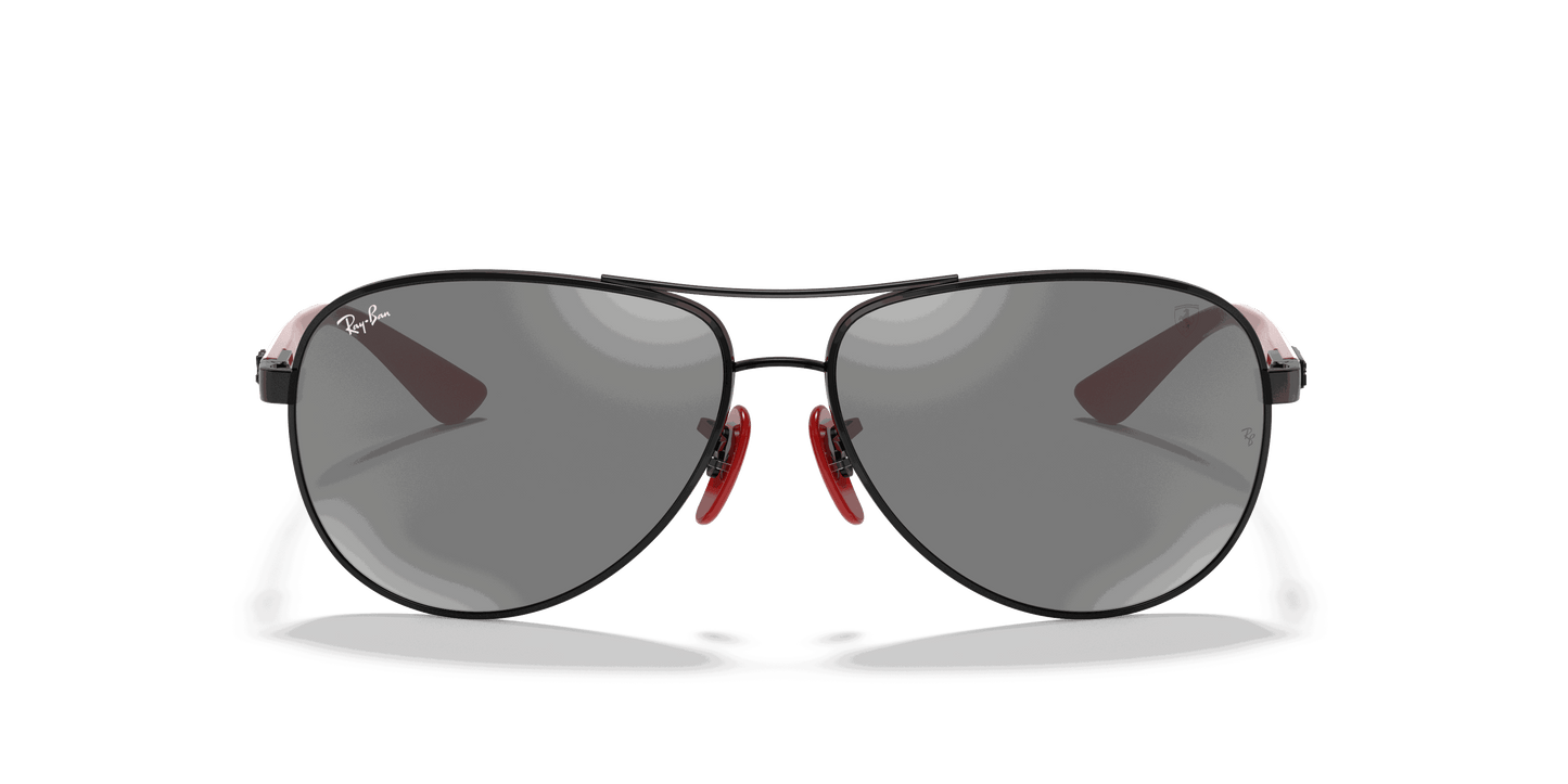 [Grey Mirror Silver Lenses, Polished Black Frame]