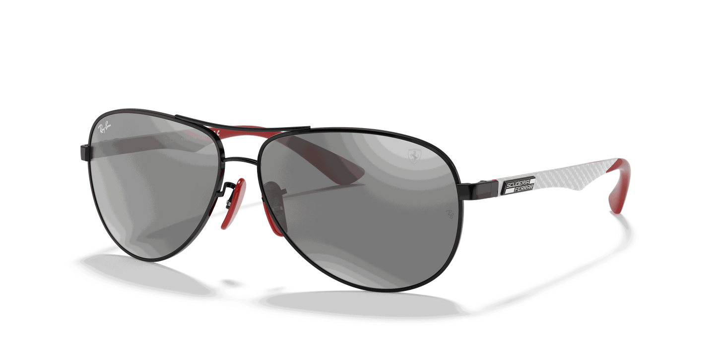 [Grey Mirror Silver Lenses, Polished Black Frame]