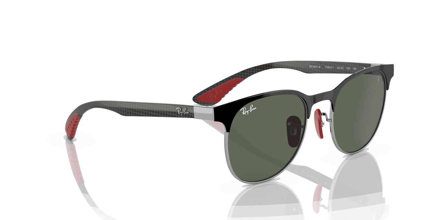 [Dark Green Lenses, Polished Black On Silver Frame]