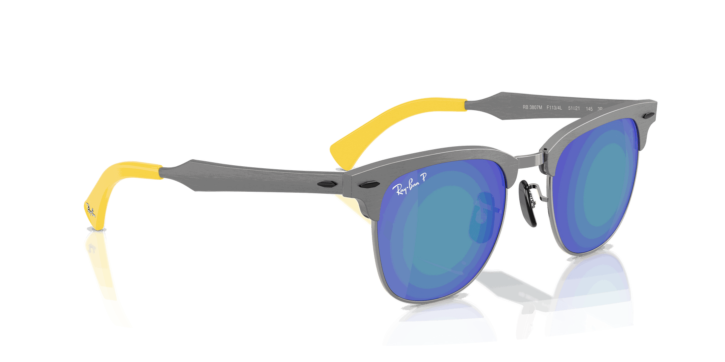 [Polarized Grey Mirror Blue Lenses, Matte Brushed Grey On Gunmetal Frame]