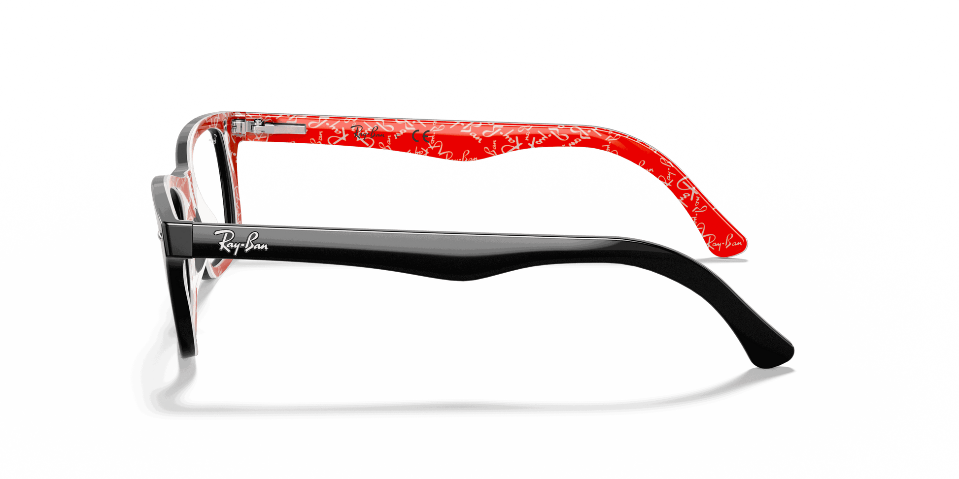[Clear Lenses, Polished Black On Red Frame]