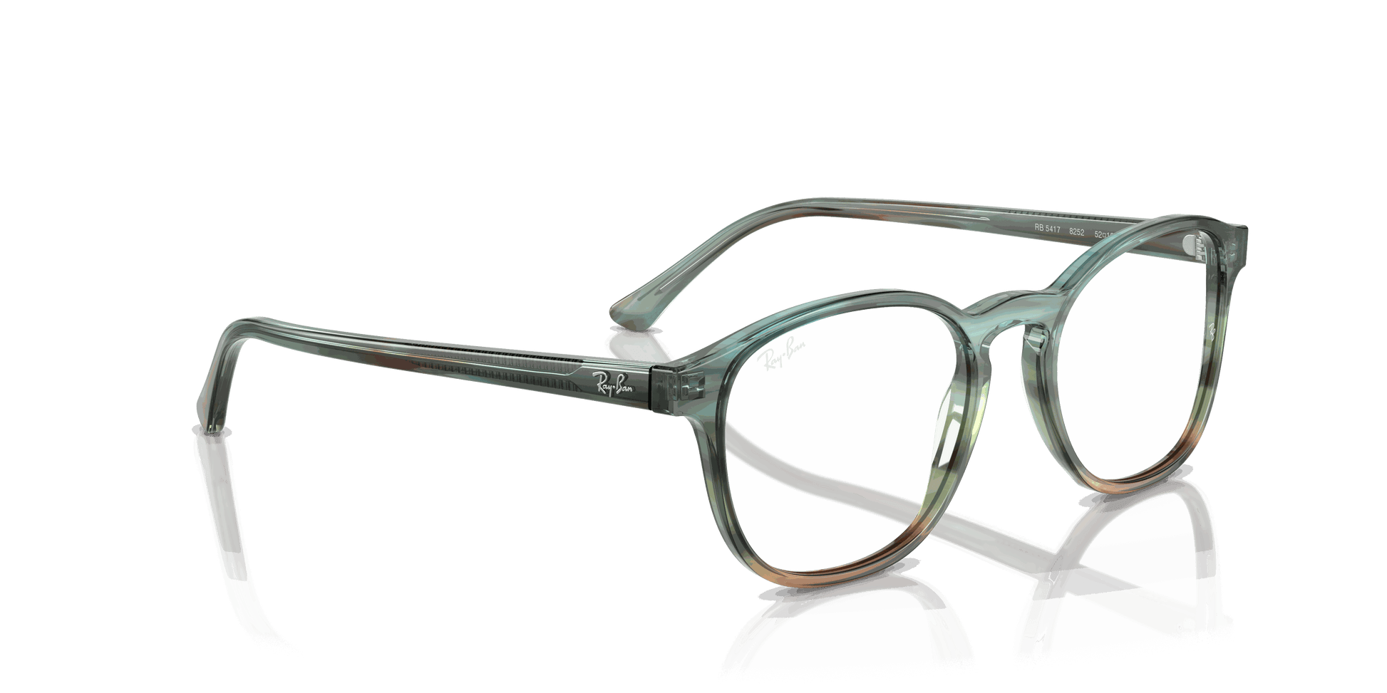 [Clear Lenses, Polished Striped Blue & Green Frame]
