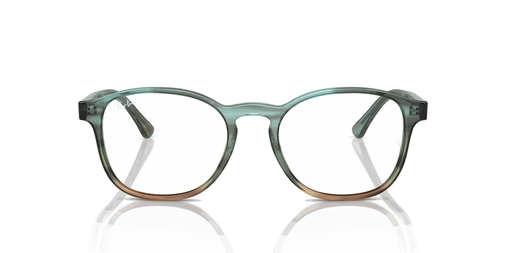 [Clear Lenses, Polished Striped Blue & Green Frame]