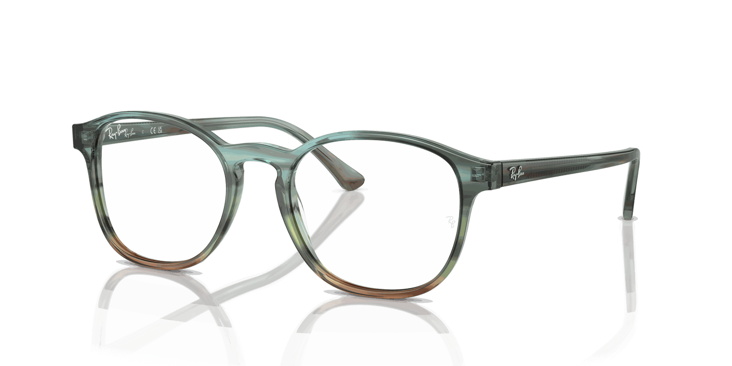 [Clear Lenses, Polished Striped Blue & Green Frame]