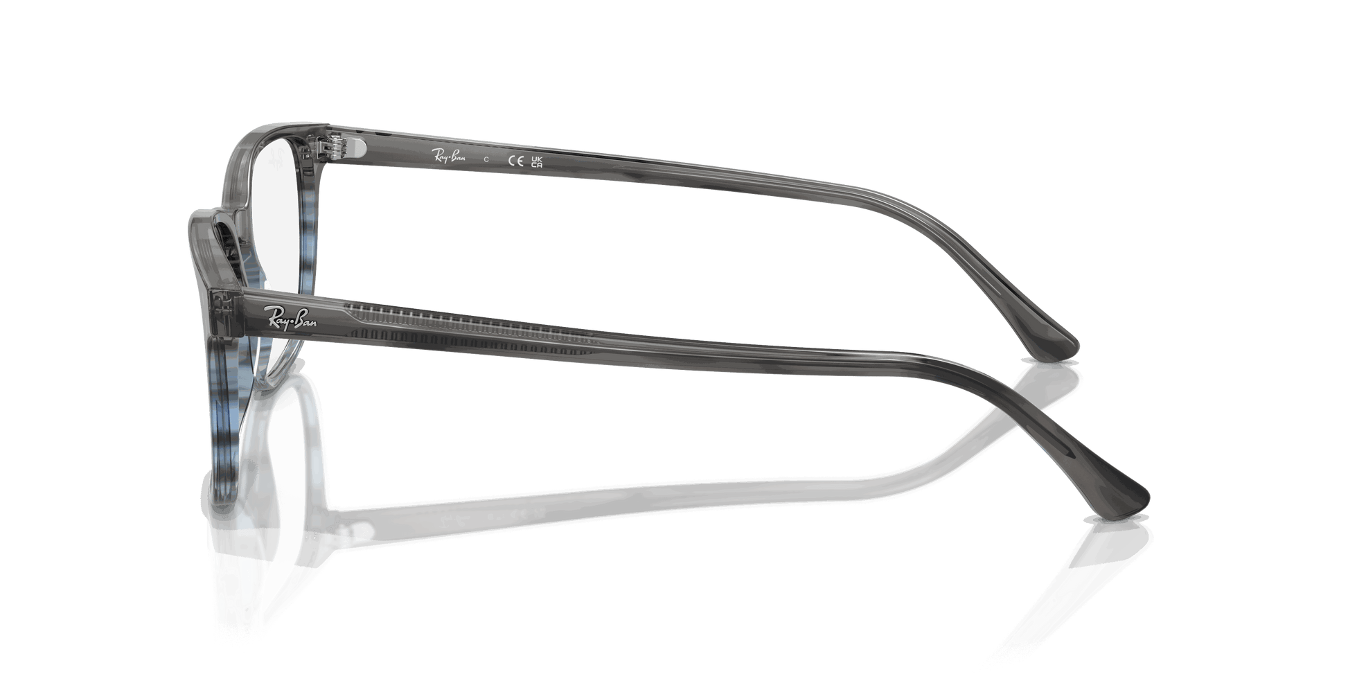 [Clear Lenses, Polished Striped Grey & Blue Frame]